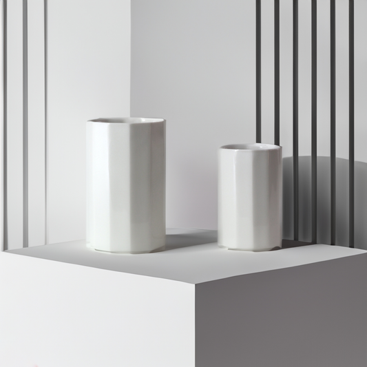 A cloud white ONU tall mug and a cloud white ONU short mug with a smooth, glossy finish. The mug is ergonomically designed to be comfortable to hold, even when it is full.